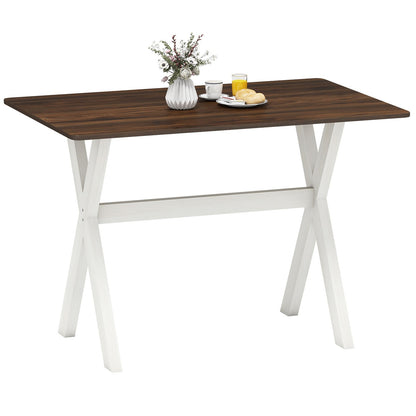 Modern Dining Table Wooden Kitchen Table with X-shaped Frame and with Wood Grain Texture Tabletop