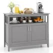 GiantexUK White Kitchen Cabinet, Wooden Buffet Sideboard with Doors and 5-Position Adjustable Shelf