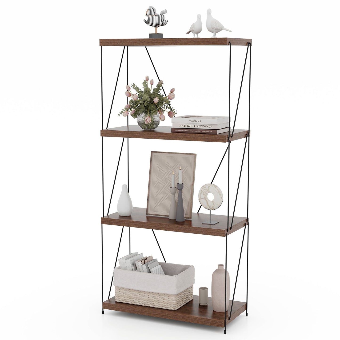 2/3/4/5-Tier Multipurpose Display Rack with Metal Frame for Living Room Home Office