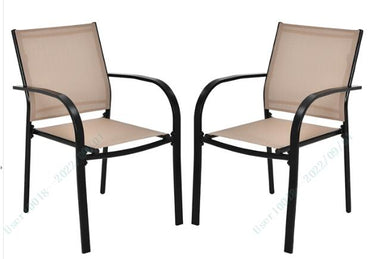 2 Pieces Outdoor Dining Chairs with Armrests and Breathable Fabric
