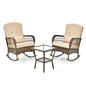 3 Piece Outdoor Rocking Chair Set with Cozy Cushions and Pillow