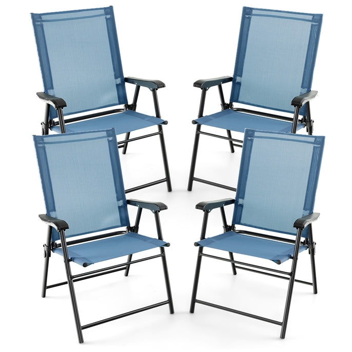 GiantexUK Garden Dining Chairs Set of 2, Folding Patio Chairs with Backrest, Armrests & Protective Foot Pad