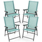 GiantexUK Garden Dining Chairs Set of 2, Folding Patio Chairs with Backrest, Armrests & Protective Foot Pad