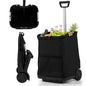 50L Folding Shopping Trolley on Wheels with 3 Pockets & Retractable Handle