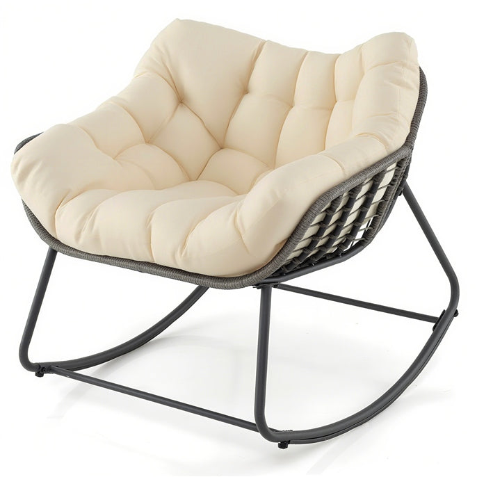Oversized Patio Wicker Egg Chair with Thick and Removable Cushion