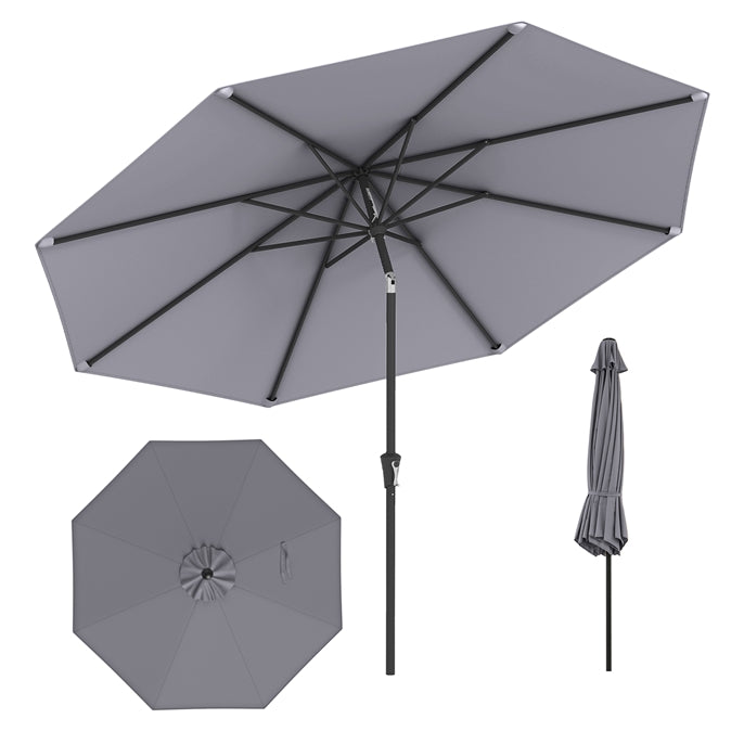 3M  Waterproof Garden Parasol with Tilt & Crank Handle