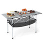 Patio Folding Camping Table Picnic Table with Aluminum Roll-up Tabletop