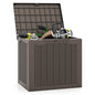 96L Outdoor Storage Box with Lockable Lid and Wicker-Woven Texture
