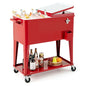75 L Portable Patio Rolling Ice Chest with Bottom Storage Shelf