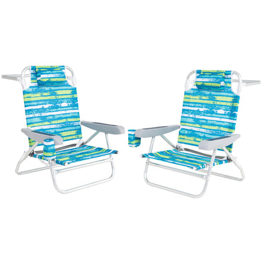 2 Pack Folding Beach Chair Lightweight Lay Flat Lounge Chair