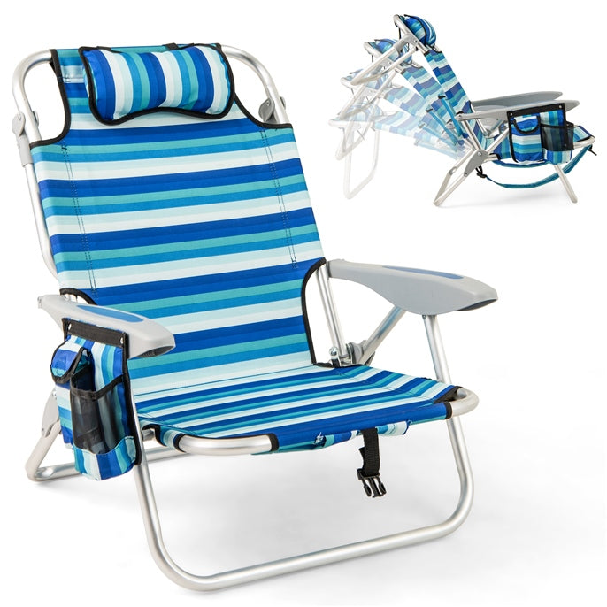 Folding Backpack Beach Chair, Adjustable Position Camping Chair