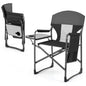 Folding Directors Chair, Oversized Camping Chairs with Side Table and Cup Holder