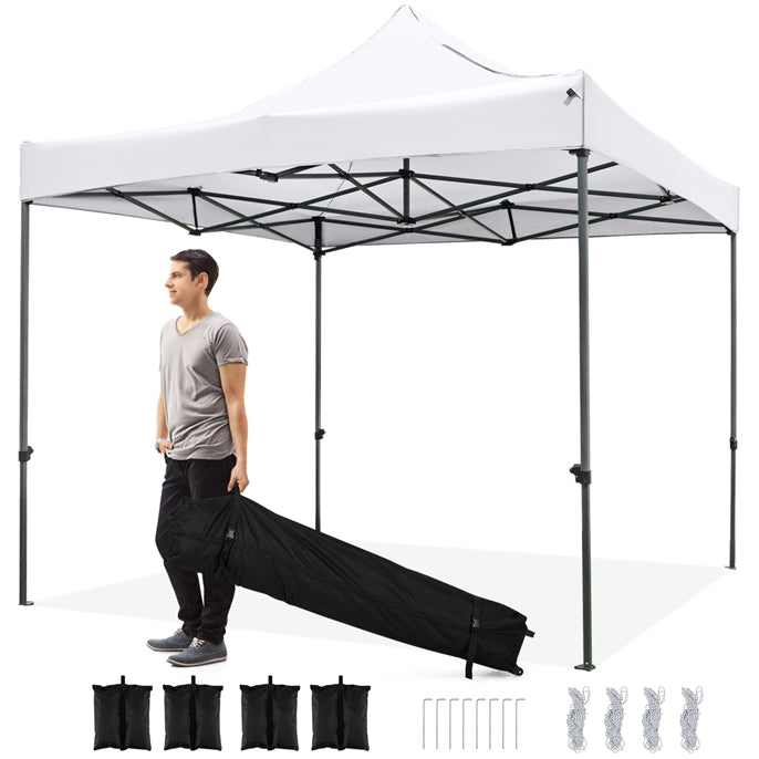3m x 3m Pop up Canopy Tent, Height Adjustable Easy Setup Gazebo Shelter with Wheeled Bag