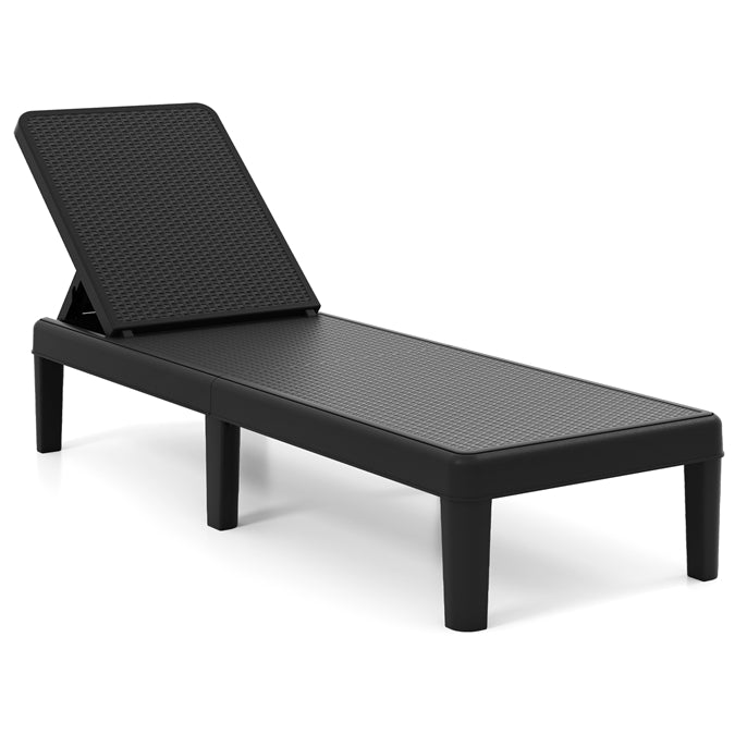 Garden Sun Lounger, PP Rattan-Style Patio Reclining Chaise Lounge Chair Deck Sunbed