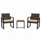 3 Pieces Patio Rattan Bistro Set, PE Wicker Garden Furniture Set with Soft Cushion and Side Table