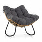 Outdoor Rocking Chair, Oversized Patio Wicker Egg Chair with Thick and Removable Cushion