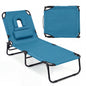 Folding Sun Lounger, 5-Position Adjustable Reclining Tanning Chair