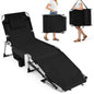 Folding Sun Lounger, 5-Position Adjustable Garden Sunbed with Face Hole