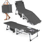 Folding Sun Lounger, 5-Position Adjustable Garden Sunbed with Face Hole