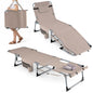 Folding Sun Lounger, 5-Position Adjustable Garden Sunbed with Face Hole