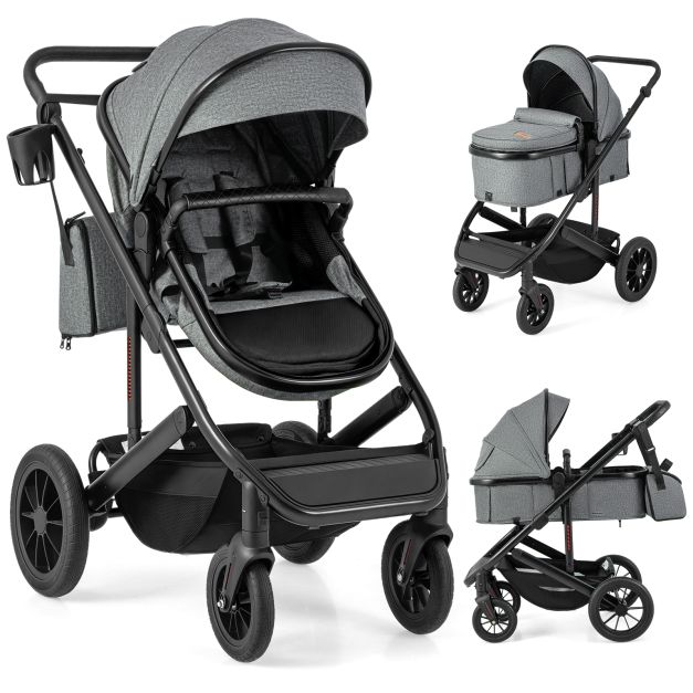 3-in-1 Newborn Stroller Folding Convertible High Landscape Toddler Stroller