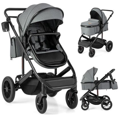 3-in-1 Newborn Stroller Folding Convertible High Landscape Toddler Stroller