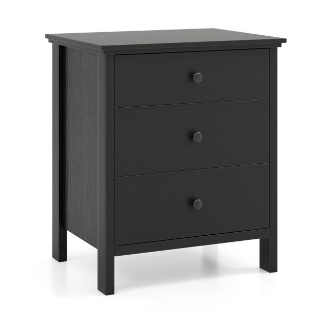 Nightstand with 3 Drawer for Bedroom Compact Storage Chest