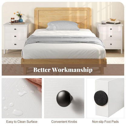 Nightstand with 3 Drawer for Bedroom Compact Storage Chest