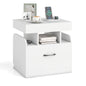 Nightstand with Charging Station with Drawer and Sliding Top Storage