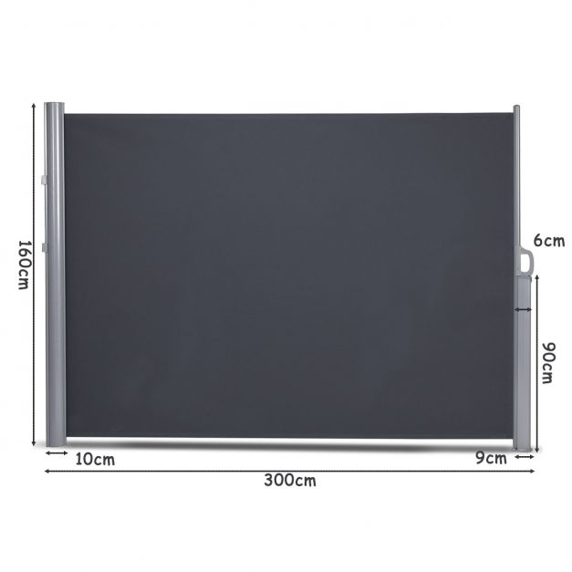 300 x 160 cm Patio Retractable Folding Side Awning with Handle