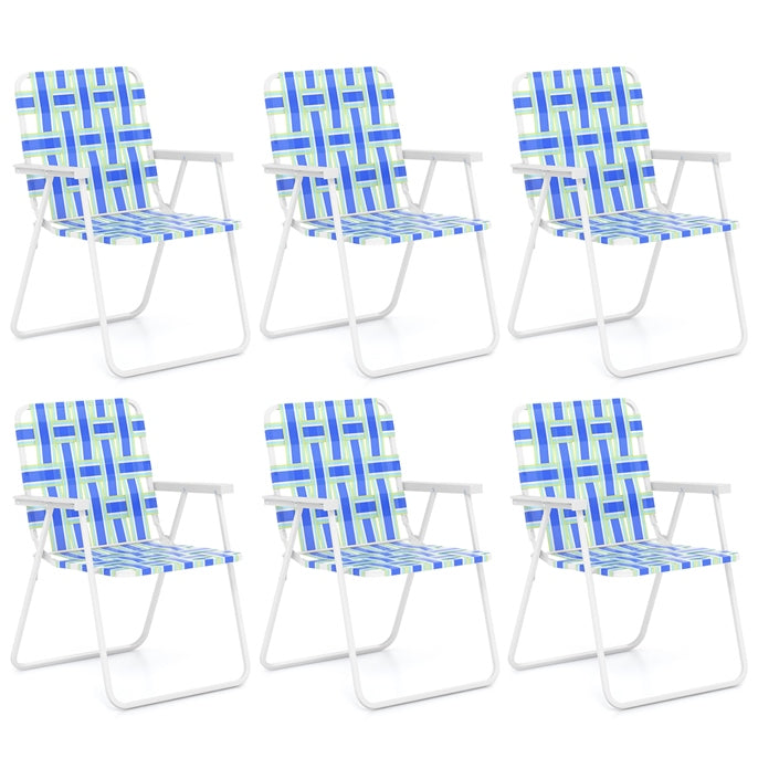 6 PCS Folding Lightweight Beach Camping Chair with Armrest