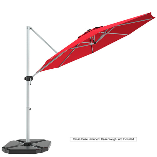 3.3m Patio Cantilever Umbrella with Tilting Adjustment and Cross base