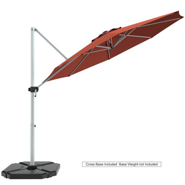 3.3m Patio Cantilever Umbrella with Tilting Adjustment and Cross base