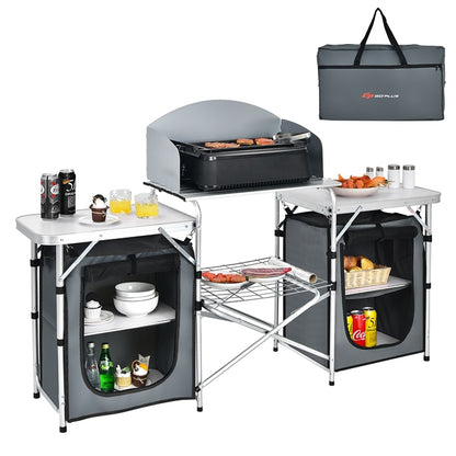 Folding Camping Table with Windshield and Carrying Bag