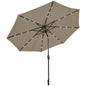 24 Solar Powered LED Lights Patio Umbrella with Tilt and Crank Handle