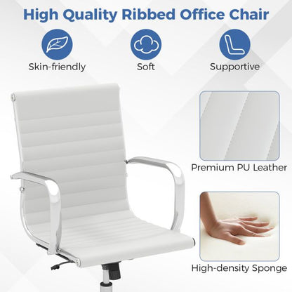 Ribbed Executive Office Chair Adjustable Swivel PU Leather Conference Chair