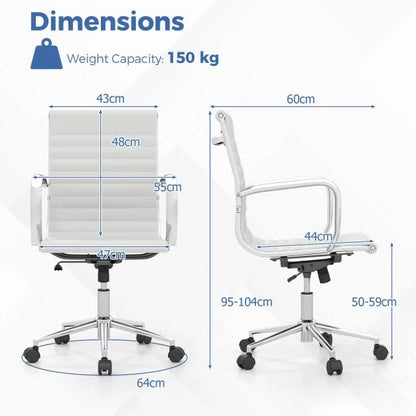 Ribbed Executive Office Chair Adjustable Swivel PU Leather Conference Chair