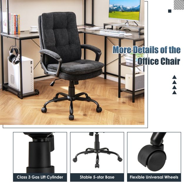 Height-adjustable Office Chair with Rocking Function and Armrest