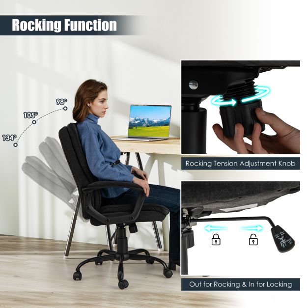 Height-adjustable Office Chair with Rocking Function and Armrest