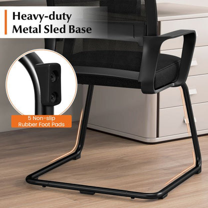 Conference Reception Chair with Lumbar Support and Sled Base