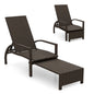 Outdoor Chaise Lounge Chair Patio Wicker Chaise Lounger with 6-Position Adjustable Backrest