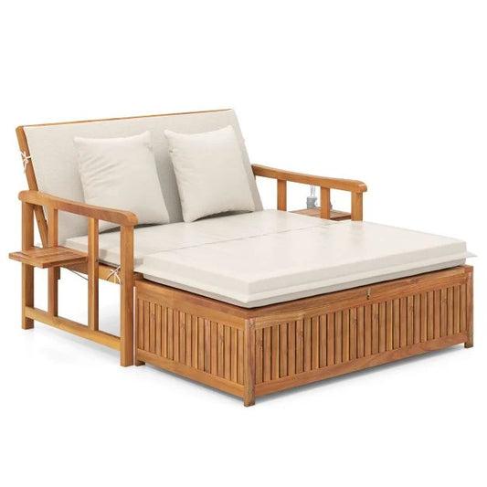 Outdoor Daybed Acacia Wood Loveseat
