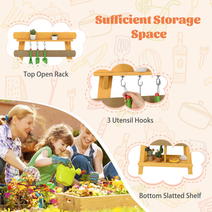 Outdoor Mud Kitchen for Kids Toddler Wood Pretend Play Kitchen