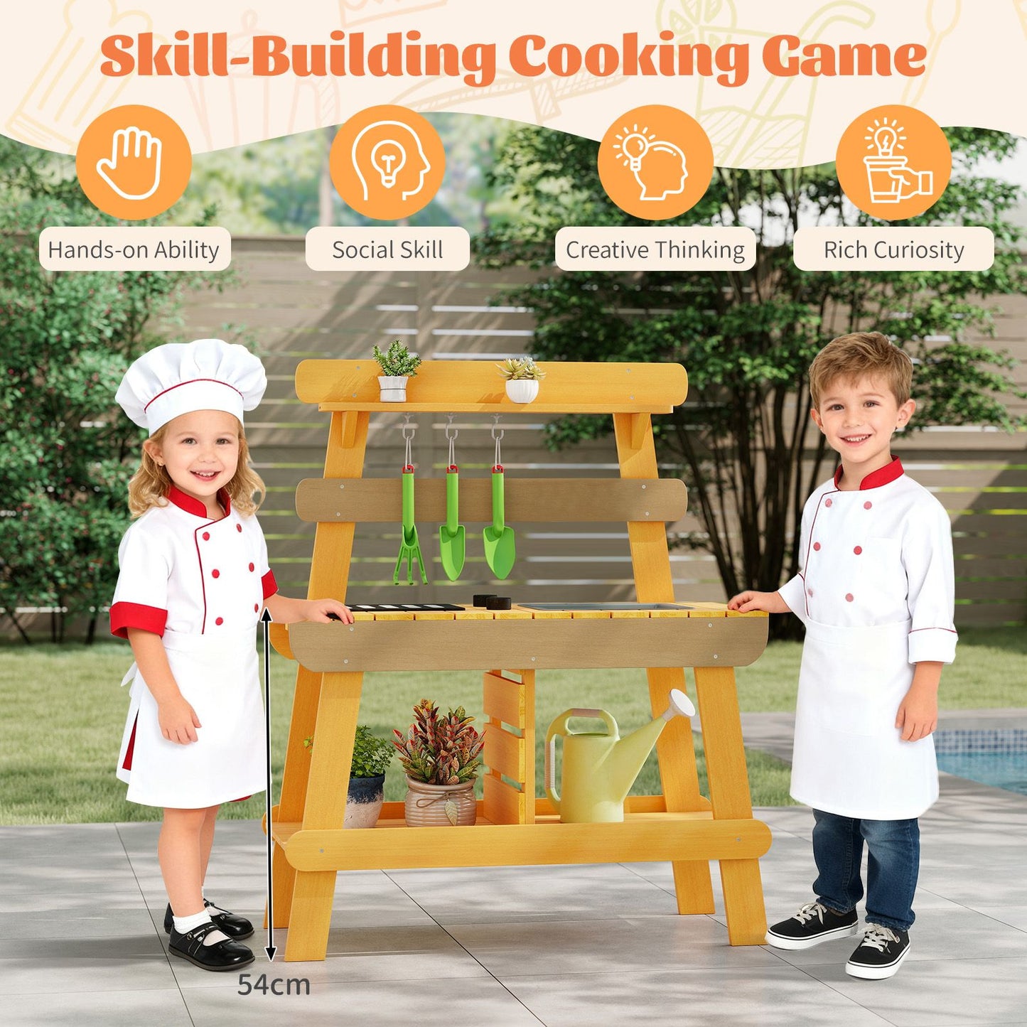 Outdoor Mud Kitchen for Kids Toddler Wood Pretend Play Kitchen