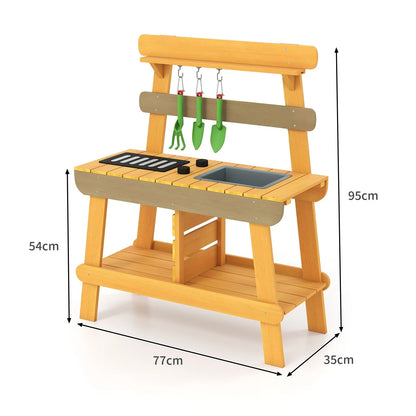 Outdoor Mud Kitchen for Kids Toddler Wood Pretend Play Kitchen