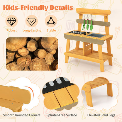 Outdoor Mud Kitchen for Kids Toddler Wood Pretend Play Kitchen