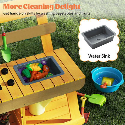 Outdoor Mud Kitchen for Kids Toddler Wood Pretend Play Kitchen