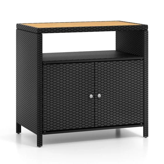 Outdoor Rattan Storage Cabinet Sideboard Buffet Cabinet