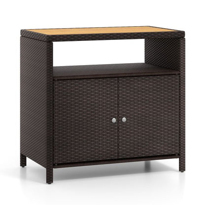 Outdoor Rattan Storage Cabinet Sideboard Buffet Cabinet