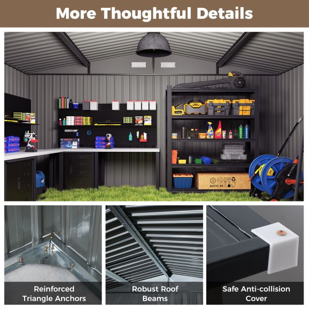 Outdoor Storage Shed Large Utility Tool House with 4 Air Vents
